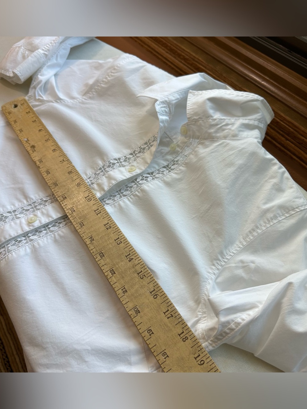 Banana Republic White Button Up Shirt Women’s 6 Tailored Fit White Lace Trim - Picture 9 of 16